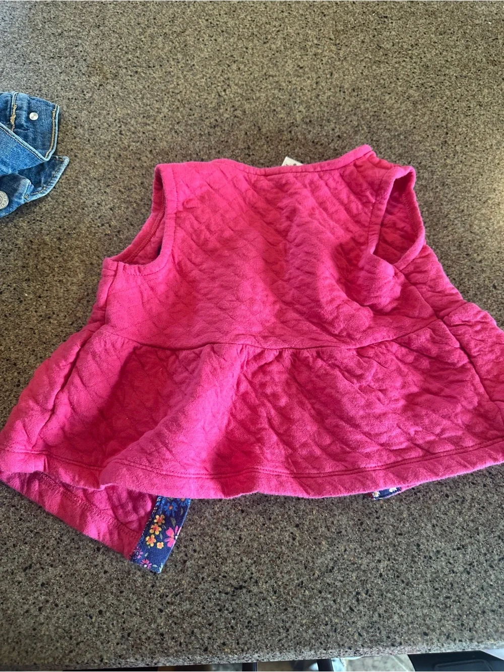 Carter's Hot Pink Toddler Top with Navy Floral Trim